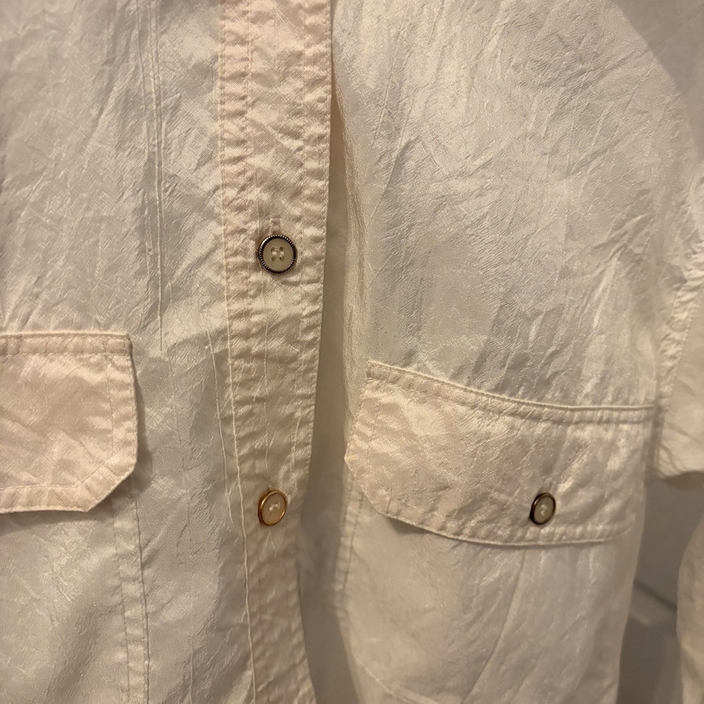 Karen Scott Vintage Off-White Crinkle Utility Safari 8 Quiet luxury Indie sleaze - Picture 3 of 10